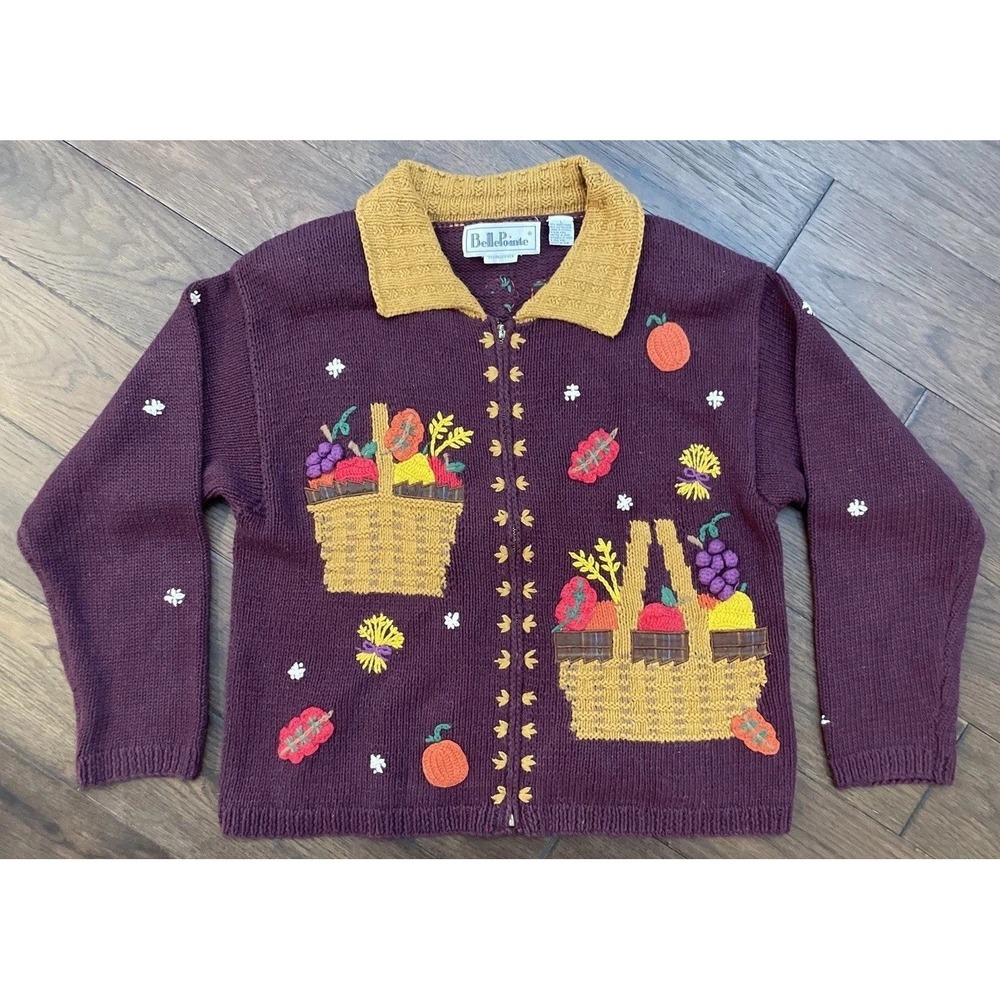 Vintage Rare BellePointe Sweater Cardigan Longaberger‎ Baskets Womens L